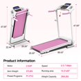 thumbnail image 2 of SLOK 2.5HP Folding Treadmill, 7.5MPH Running Machine with 12 Programs & LCD Display, Compact Exercise Equipment for Home Gym, Pink, 2 of 7