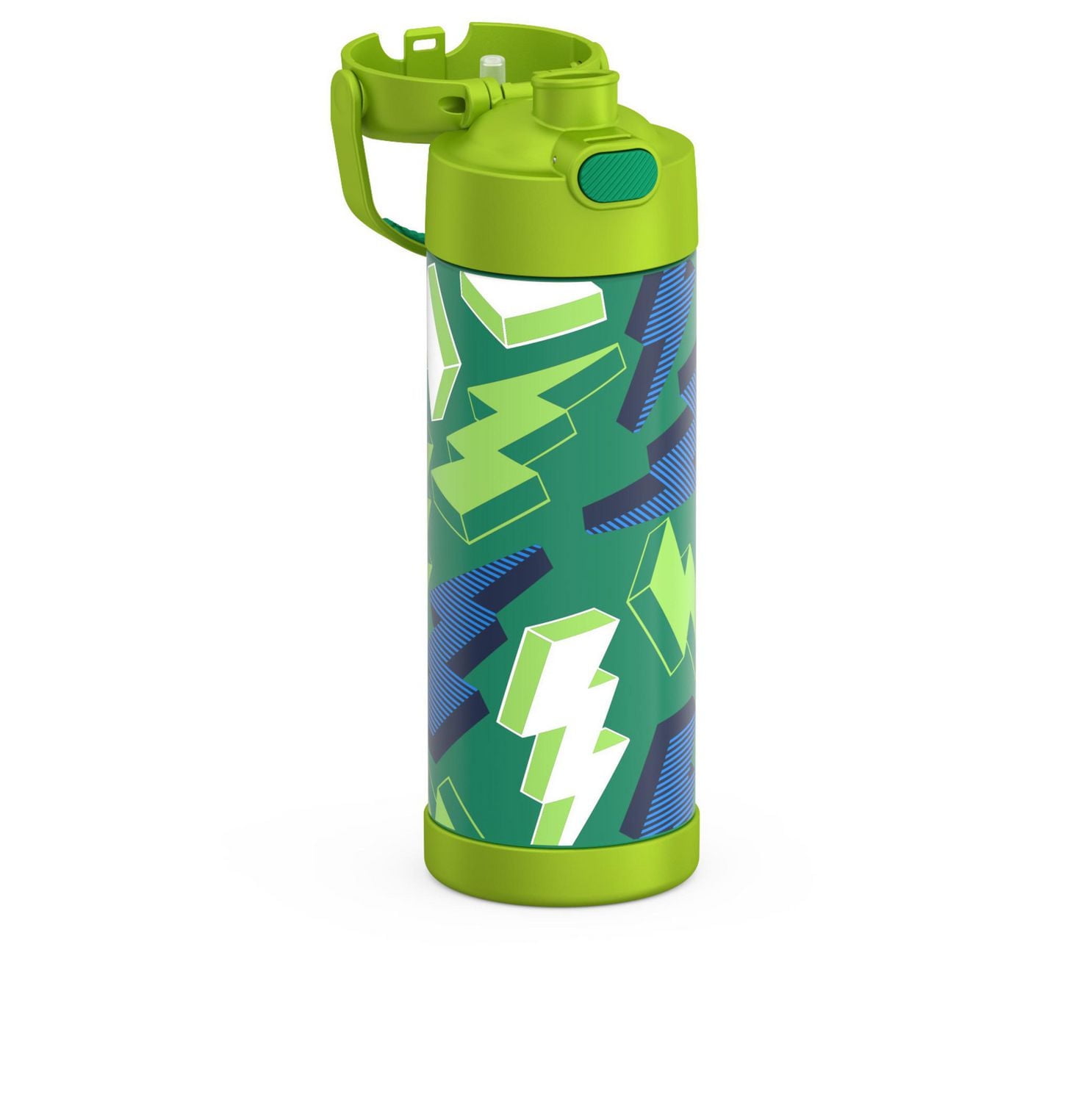 Thermos Kids Bouteille d'eau isotherme en acier inoxydable avec bec verseur et couvercle, 470 ml, Lightning Bolt 16 oz/473 ml sans BPA