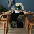 thumbnail image 2 of Sage Green Rose Table Runner - 60 Inch Long, Kitchen Dining Table Runner Dresser Scarves, Vintage Abstract Garden Flower Floral Black Farmhouse Decor for Coffee Tables Wedding Party Banquet, 2 of 8