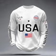 thumbnail image 2 of 250th Anniversary USA Shirts Men Long Sleeve T Shirts Casual Waffle USA Flag Print Tops 4th of July Celebration Party Pullover Independence Day Patriotic Crew Neck Tees White S, 2 of 3
