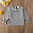 thumbnail image 3 of nvzhuang Toddler Baby Girls Casual Top, Kids Long Sleeve O-Neck Ruffle Solid Color Blouse, 3 of 8