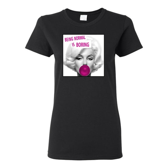Marilyn Monroe Being Normal is Boring | Womens Famous People Graphic T-Shirt, Black, Small