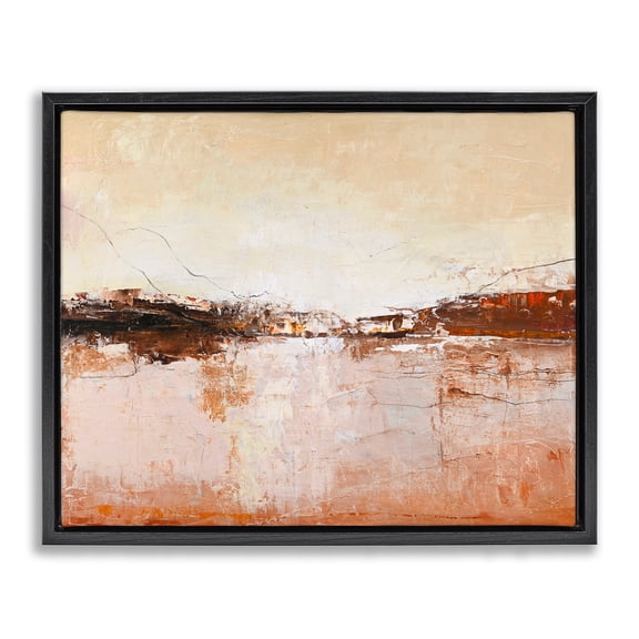 Warm Distressed Horizon Black Framed Floater Canvas Wall Art, design by Design Fabrikken