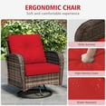 thumbnail image 3 of GAZEBETER 3 Pieces Outdoor Swivel Gliders Rocker Set,Patio Rattan Wicker Chairs Furniture Set with Table and Cushions,All-Weather Conversation Set for Patio Backyard Porches or Garden,Red, 3 of 13