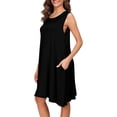 thumbnail image 4 of Femmes Été Casual T-Shirt Robes Lâches Uni Débardeur Swing Robe avec Poches, 4 of 7