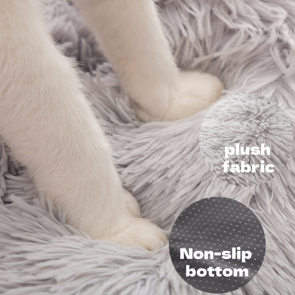 Round Plush Pet Bed for Dogs-Cats 20 inches,Fluffy Soft Warm Calming Dog Bed Sleeping Kennel Nest