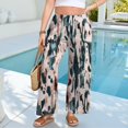 thumbnail image 6 of KLHDSF Women's Pants Elastic Waist Striped Lightweight Palazzo Pants for Women Casual Lounge Wide Leg Pants Dark Green S, 6 of 6