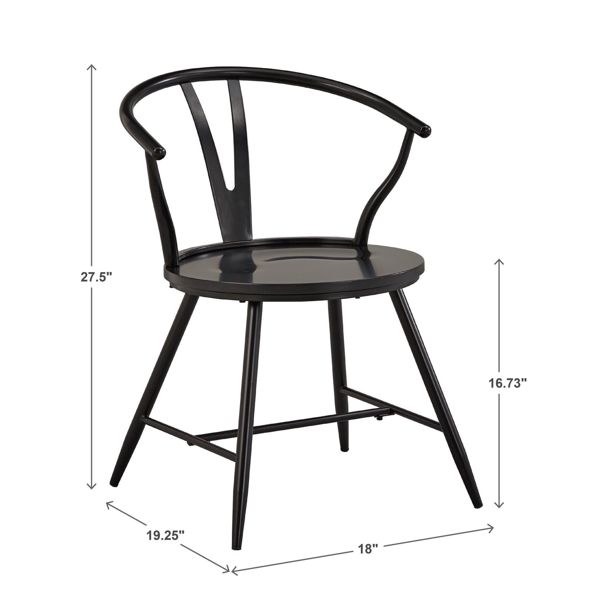 Weston Home Lydford Wishbone Back Metal Side Chair with Wood Seat, Black (Set of 2)