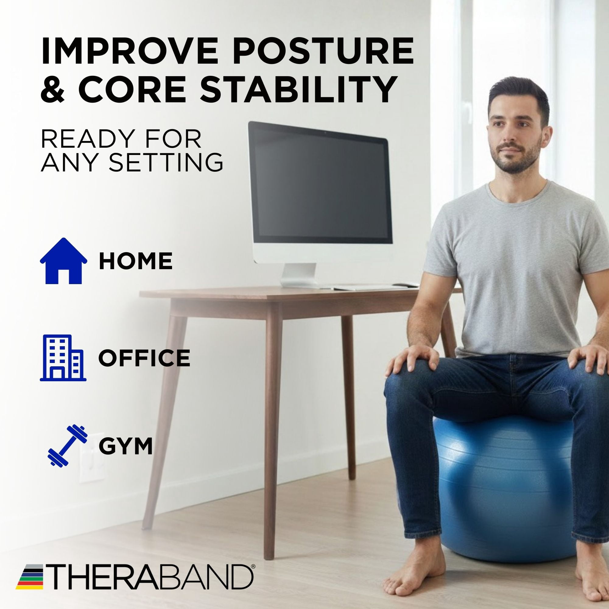 THERABAND Pro Series Stability Ball, 75 cm, Blue, 1 Pack
