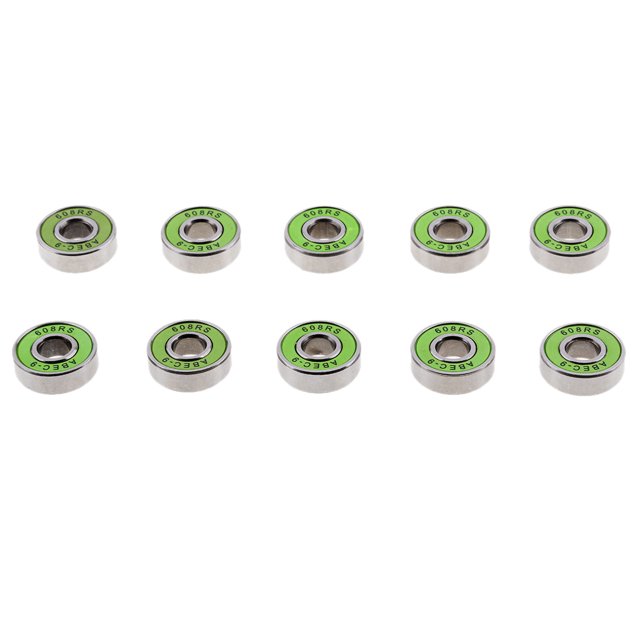 LOVIVER Ensemble de 10 Roulements de Roulement en Métal pour Planche à Roulettes Longboard - Vert