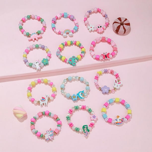 12 Pulseras De Madera De Unicornio, Sirena Y Animales – Joyas Elásticas Para Niñas – Regalo De Cumpleaños Y Amistad