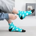 thumbnail image 5 of Goofa Aqua And White Polka Dot Pattern Non Slip Socks with Grips for Elderly, Crew Socks Yoga Hospital Socks Cushioned Sole Gripper Socks for Men Women, 5 of 5