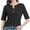 Black, variant on GigrtiJin Women's Half Sleeve T Shirts Button down Round Neck Casual Tops Summer Comfy Loose Solid Color Blouse