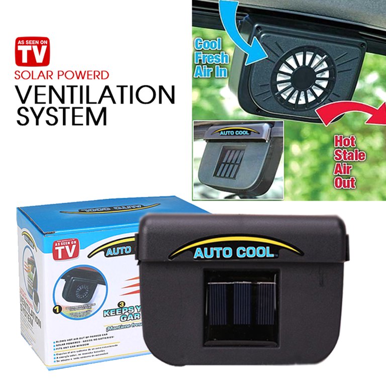 As Seen On TV Auto Fan Solar Powered Car Air Ventilation System - Black