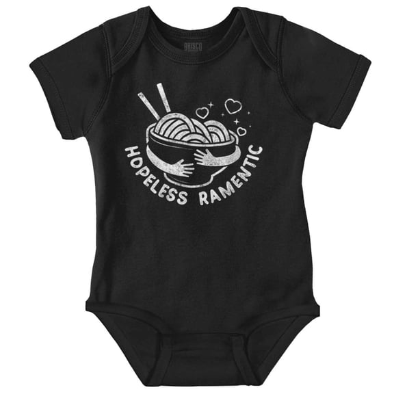 Funny Hopeless Romantic Ramen Pun Romper Boys or Girls Infant Baby Brisco Brands NB