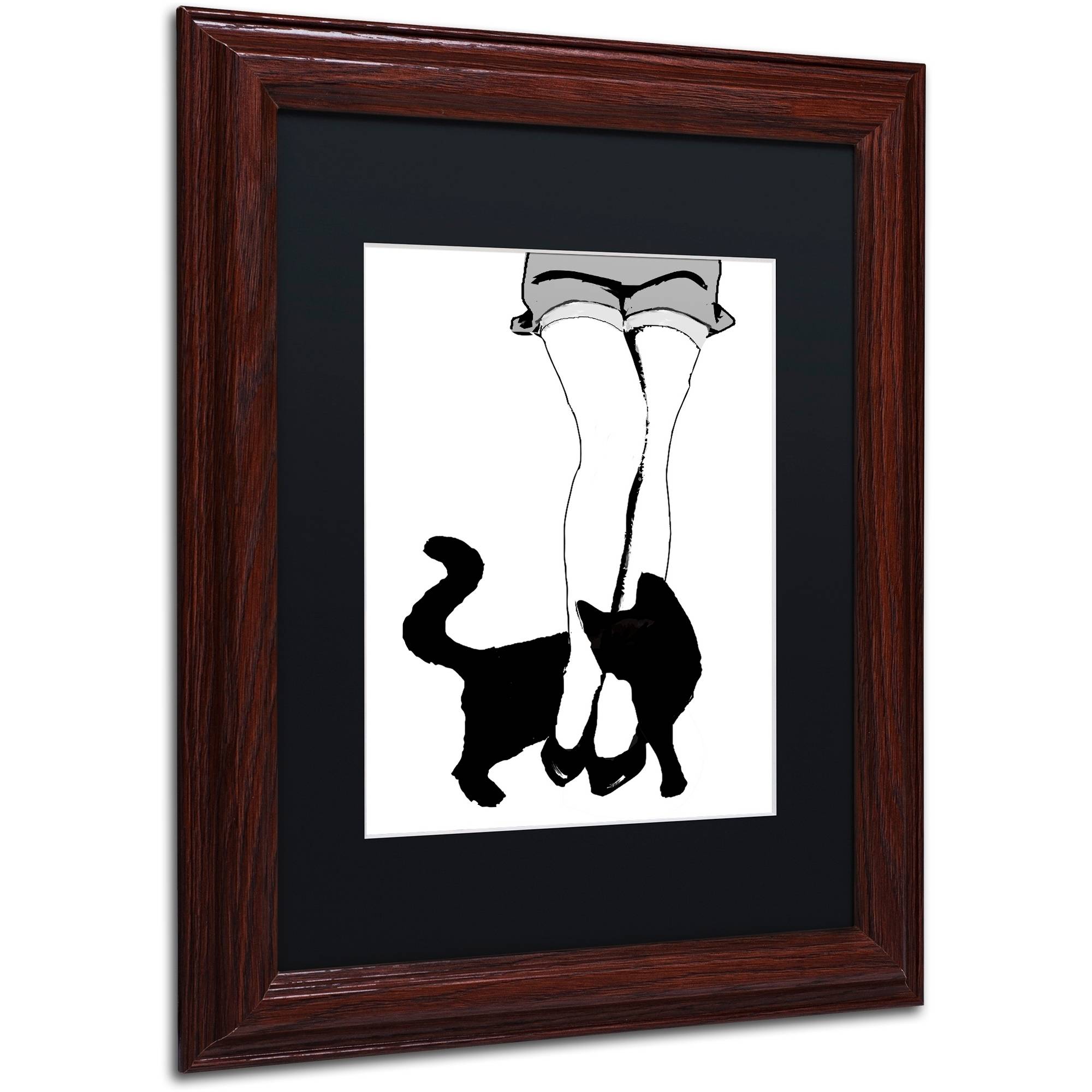 Trademark Fine Art "Black Cat" Canvas Art by Color Bakery Black Matte, Wood Frame