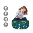 thumbnail image 2 of Spaceship Storage Toy Bag Chair, Outer Space Cartoon with Dotted Backdrop Futuristic Themes Saturn Sun and Nebula, Stuffed Animal Organizer Washable Bag, Small Size, Multicolor, by Ambesonne, 2 of 3