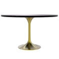 thumbnail image 3 of LeisureMod Verve Mid-Century Modern 48" Round Dining Table with MDF Top and Brushed Gold Pedestal Base for Dining Room and Kitchen, Black, 3 of 11