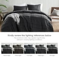 thumbnail image 2 of Regency Heights Full Comforter Set, Boho 3-Piece Pintuck Stitching Bedding Set, Soft Washed Pleated Bed Sets with Pillow Sham Black, 2 of 10