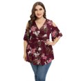 thumbnail image 2 of Daystry Plus Size Tops for Women Sexy Empire Waist Dressy Cold Shoulder Short Sleeve Shirts F Wine Red-1X, 2 of 8