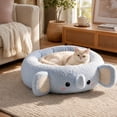 thumbnail image 6 of Small Dog Cat Bed Warm Cozy Plush Mat Removable Washable, 15.75x15.75x3.94 in, Blue, 6 of 7