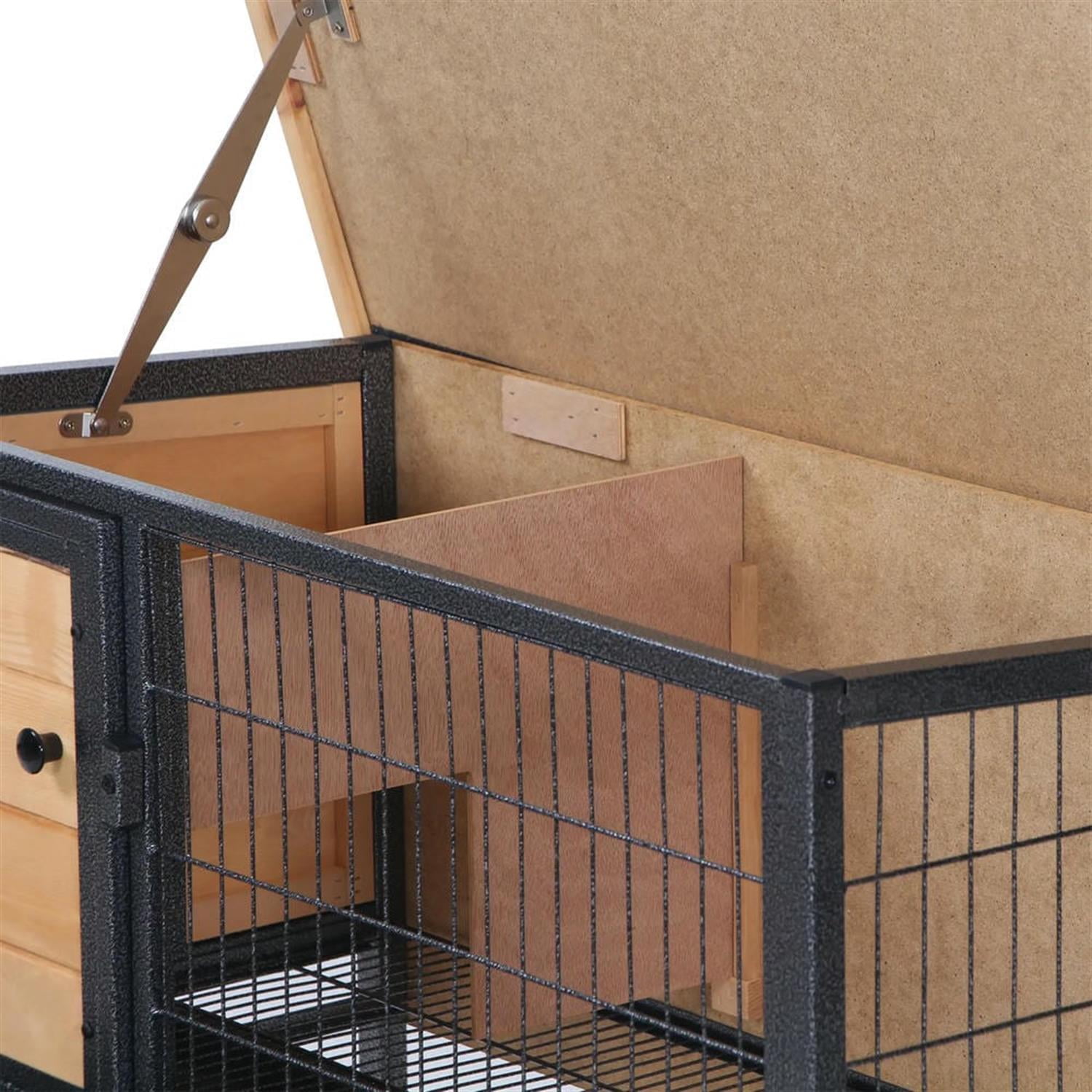 Kadyn 36" Outdoor Rabbit Hutch with Slide-out Tray and Openable Roof, Wooden Small Animal Habitat Enclosure Bunny Cage for Bunnies, Guinea Pigs, Beige