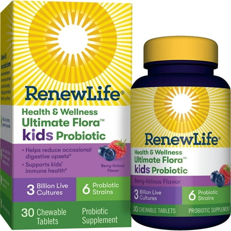 Renew Life Kids Chewable Probiotic, 3 Billion, Berry, 30 Ct