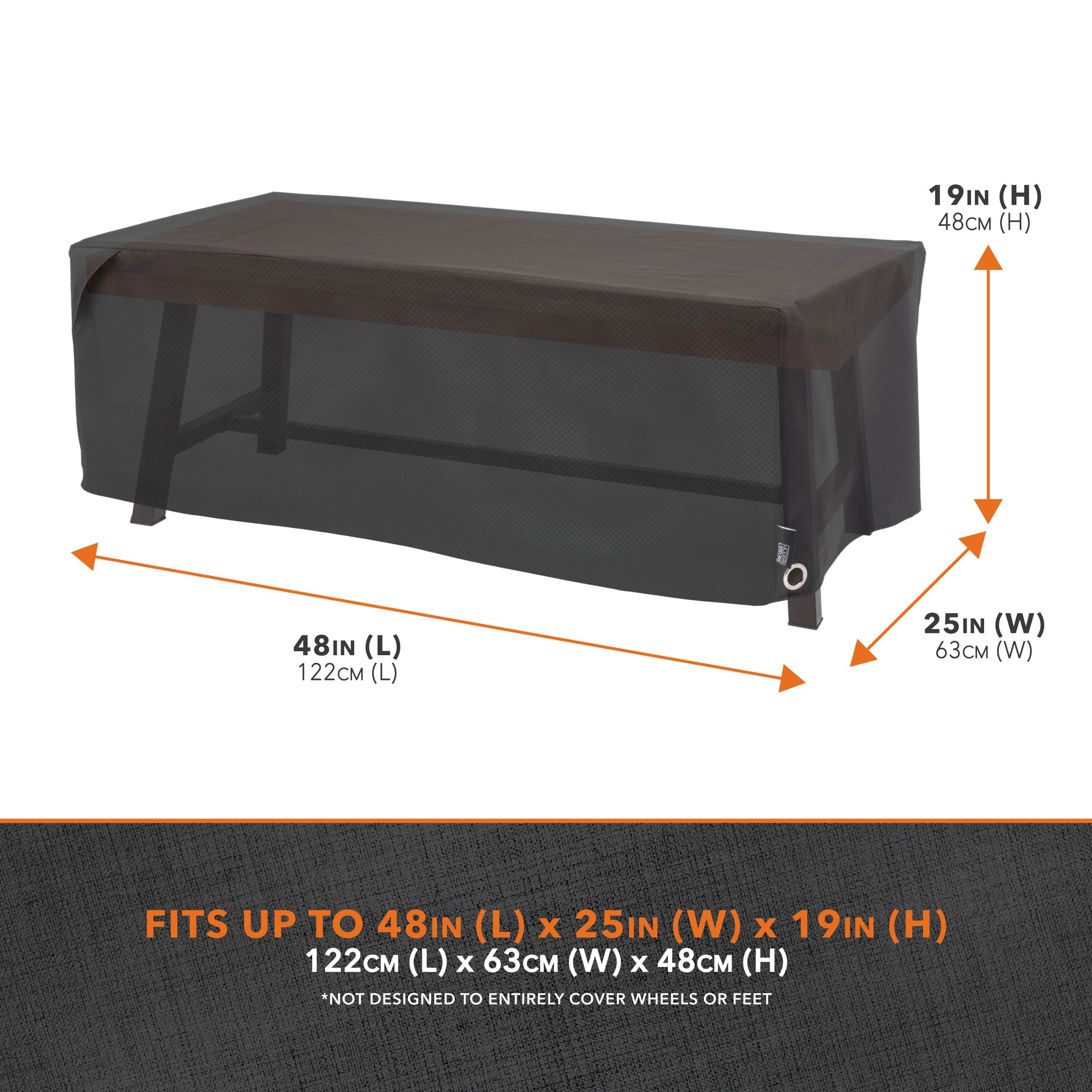 Modern Leisure Black Diamond Patio Coffee Table Cover, Waterproof, 48"L X 25"W X 18"H, Black