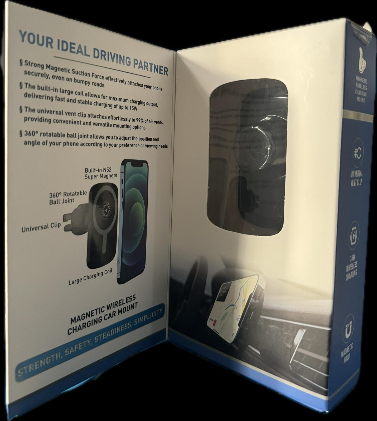 beatbest MAGNETIC WIRLESS CHARGING AIR VENT CAR MOUNT 15 WATT FAST CHARGING