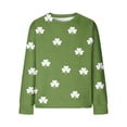 thumbnail image 5 of St. Patrick's Day Sweatshirt for Women Waffle Knit Crewneck Long Sleeve Casual Loose Fit Pullover Sweatshirts (S, Army Green), 5 of 5