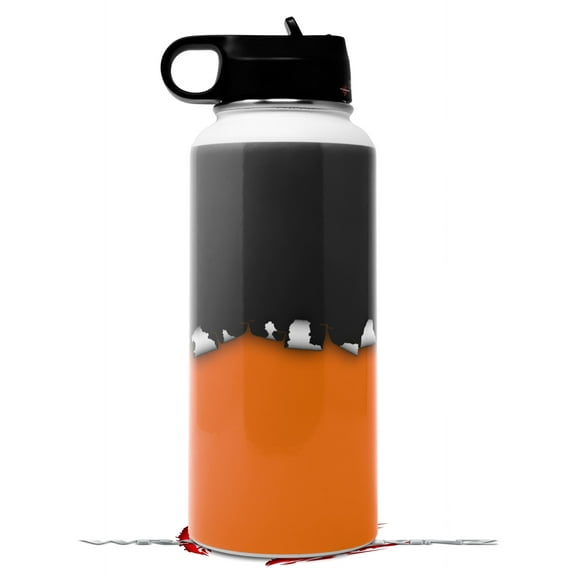 Skin Wrap Decal compatible with Hydro Flask Wide Mouth Bottle 32oz Ripped Colors Black Orange (BOTTLE NOT INCLUDED)