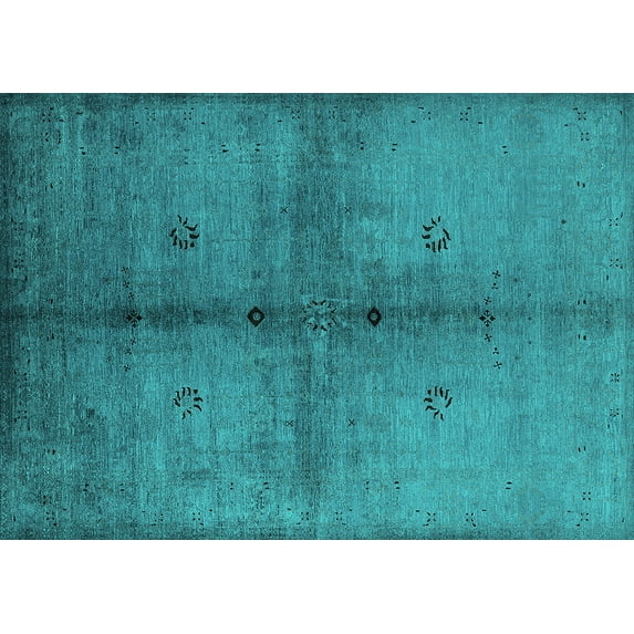 Ahgly Company Indoor Rectangle Oriental Turquoise Blue Industrial Area Rugs, 8' x 12'