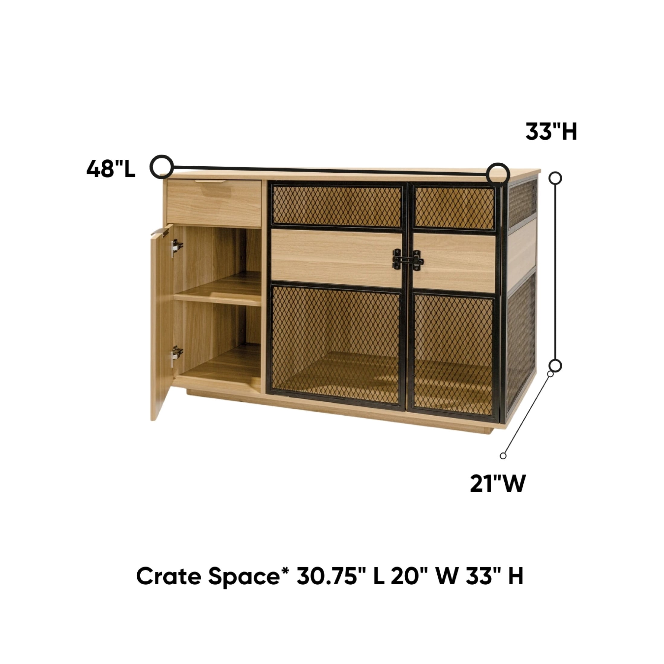 Lucky Kennels Clover Console 1-Door 48" Wood Composite Indoor Furniture Style Crate for Dogs with Hardware