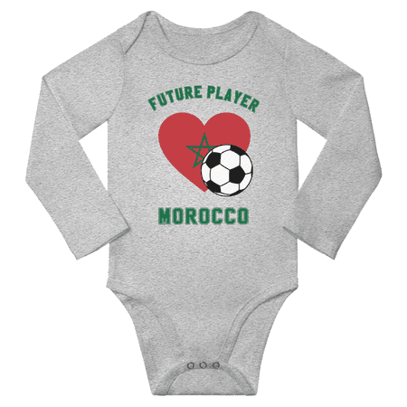 

Future Morocco Soccer Player Baby Long Slevve Rompers (Gray 6-12 Months)