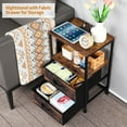 thumbnail image 5 of Brown Nightstand with 2 Fabric Drawers End Table with Charging Station Set of 2, 5 of 7