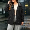 thumbnail image 2 of Womens Outdoor Jacket Waterproof Plus Size Turndown Collar Long Sleeve Solid Color Zipper Winter Fashion Jacket for Casual Cozy Loungewear, 2 of 10
