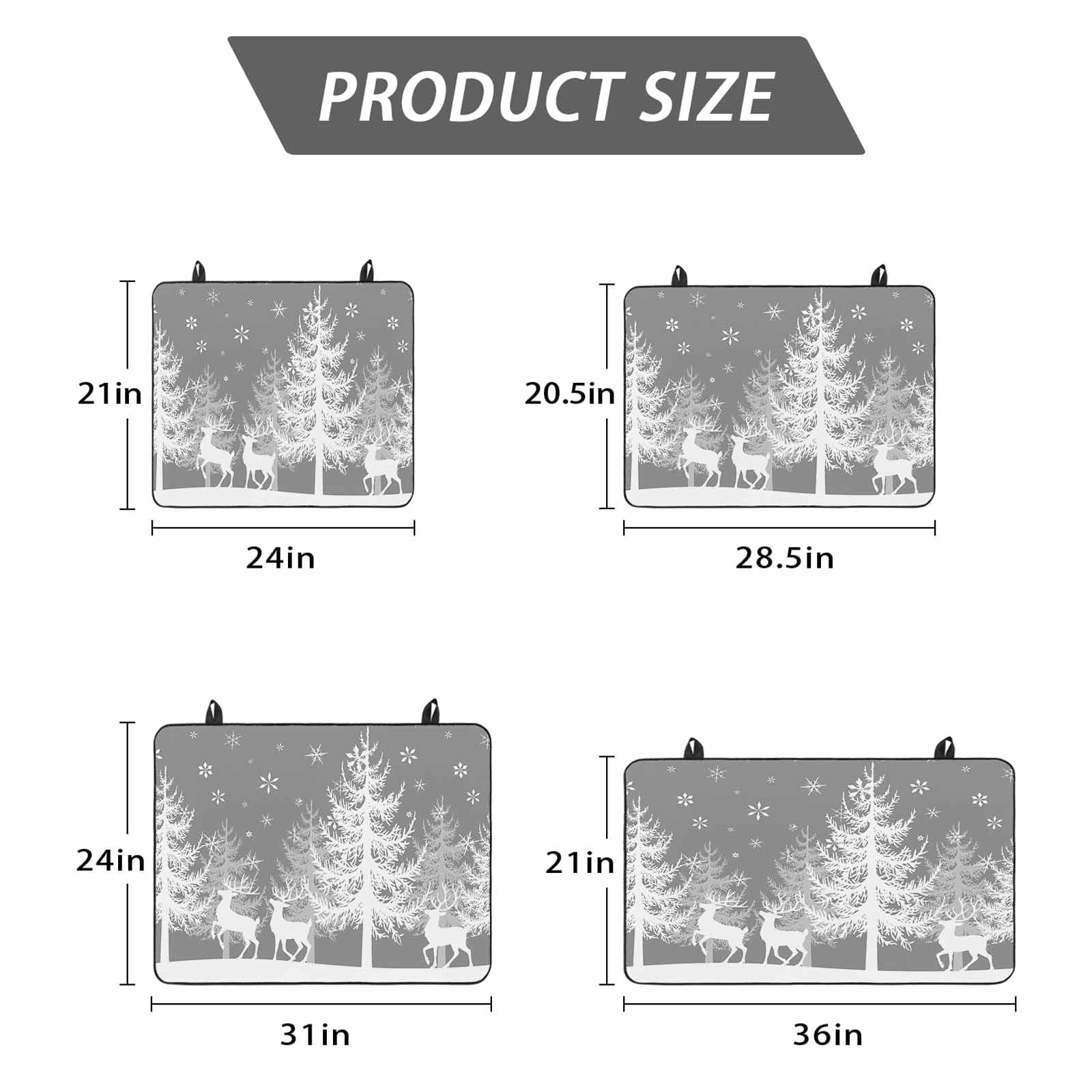 Grey Christmas Stove Top Cover for Electric Stove, Heat-proof & Non Slip Glass Top Stove Cover Protector, Xmas Tree Snowflake Elk Kitchen Flat Cooktop Rubber Mat 24x21 Inches