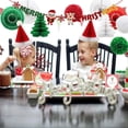 thumbnail image 6 of Merry Christmas Banner Party Decorations, Hanging Paper Fans, Pom Poms Flowers, Paper Lanterns, Xmas Tree Honeycomb Balls for Birthday Wedding New Years Eve Party Decor, 6 of 8