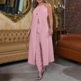 thumbnail image 2 of VBARHMQRT Women Pants Suits Dressy Casual Crop Casual Hanging Neck Sleeveless Solid Color Backless Loose Top High Waist Pants Suit Wide Leg Pant Set for Women Dressy Sweatpants Set for Women Spring, 2 of 5