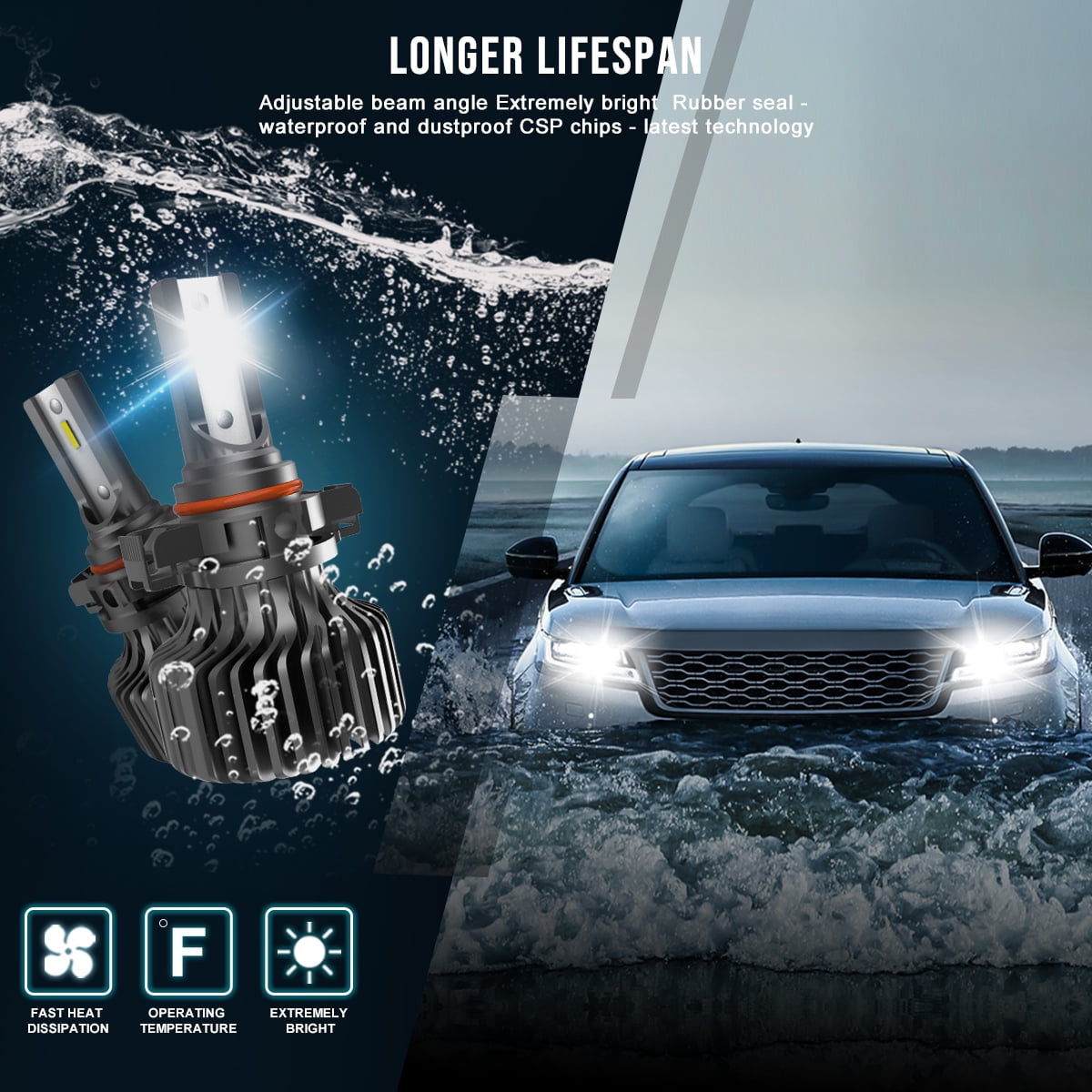 Nuvision Pair 9006 HB4 Bulbs 20000 Lumens 60W Slim LED Headlight High//Low Beam Fog Lamp Light Conversion HID Kit