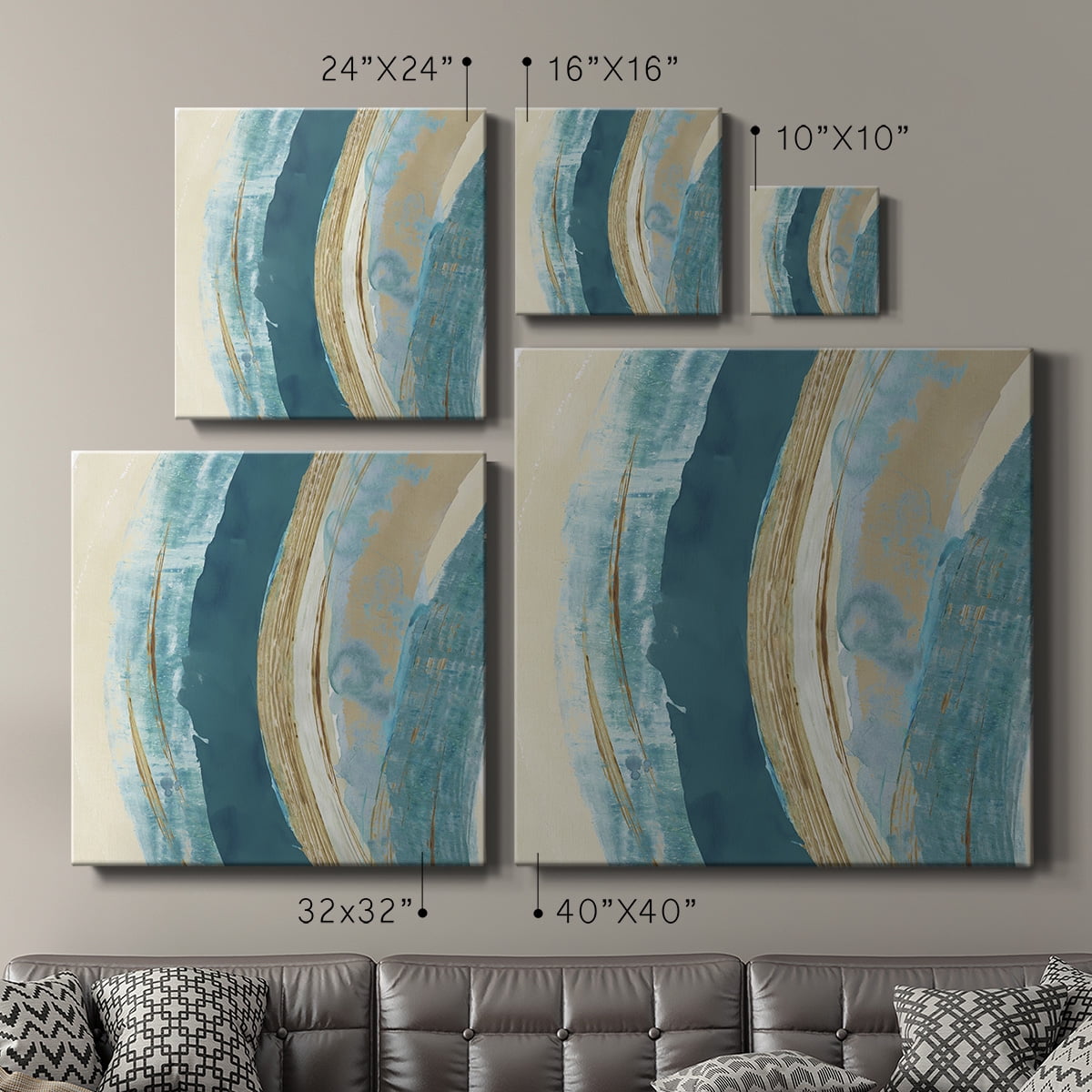 Wexford Home Making Blue Waves II-Premium Gallery Wrapped Canvas, 16" x 16" - Ready to Hang