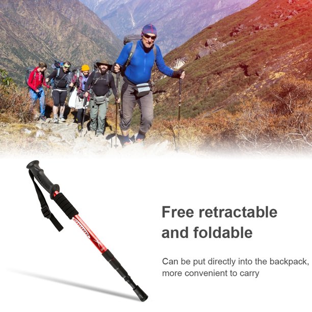5 Section Trekking Poles Foldable Adjustable Cane Portable Alloy Crutch  Outdoor Outdoor Mountaineering Walking Stick Fishing Backpacking Crutch