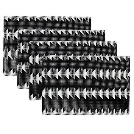 

Fennco Styles Black & White Reversible Geometric Design Canvas Cotton Table Placemats 14”W x 19”L Set of 4 for Home Décor Dining Table Banquets and Special Occasions