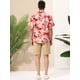 thumbnail image 5 of Lars Amadeus Camisa hawaiana de playa con botones y mangas cortas con estampado floral de verano para hombre Rosado rojo XL Unique Bargains Camisa, 5 of 6