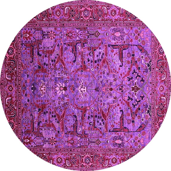 Ahgly Company Indoor Round Oriental Pink Traditional Area Rugs, 4' Round