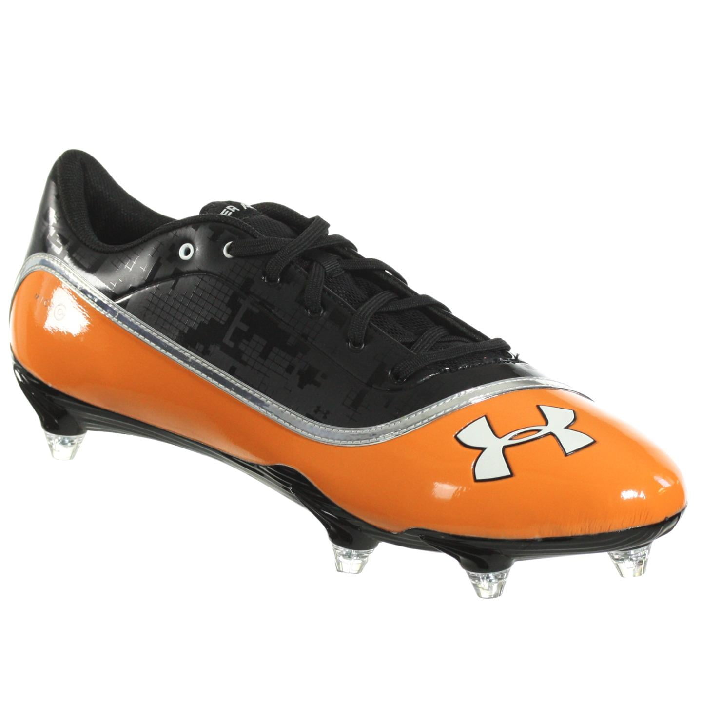 orange and white under armour football cleats