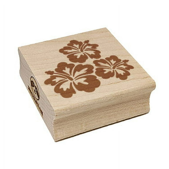 Hibiscus Flower Trio Square Rubber Stamp Stamping Scrapbooking Crafting - Small 1.25in