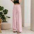 thumbnail image 2 of Women's Casual Wide Leg Palazzo Pants High Waisted Flowy Trousers Lightweight Comfortable Boho Beach Elastic Waist Summer Outfits with Pockets, 2 of 2
