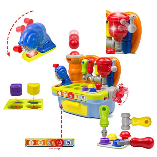 woby multifunctional musical learning tool workbench toy set for kids with shape sorter tools