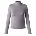 thumbnail image 4 of SHITINN Women's Slim Fit Turtleneck Top Long Sleeve Lightweight Double Faced Bottoming Shirt Womens Blouse Short Sleeve Tops Womens Clothes Summer, 4 of 4